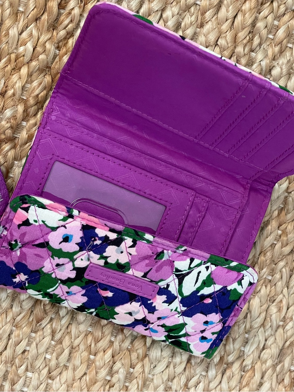 Vera Bradley Matching Crossbody & Wallet Set Purple Pink Floral Retired - Picture 3 of 11